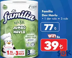 FAMİLİA DEV HAVLU 1 DEV RULO = 3 RULO